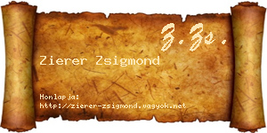Zierer Zsigmond névjegykártya